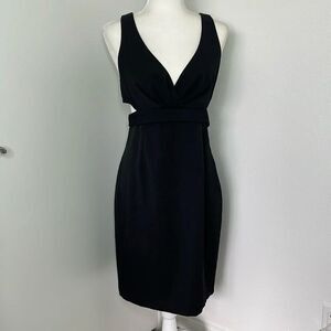 Black Halo Black Sheath Mini Dress Plunge Neckline